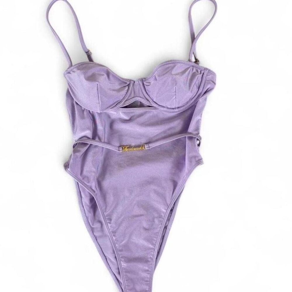Frederick’s of Hollywood lavender one piece bodycon swimsuit